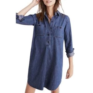Madewell Women’s Long Sleeve Jean Dress Size Small Blue Buttons Front Po…